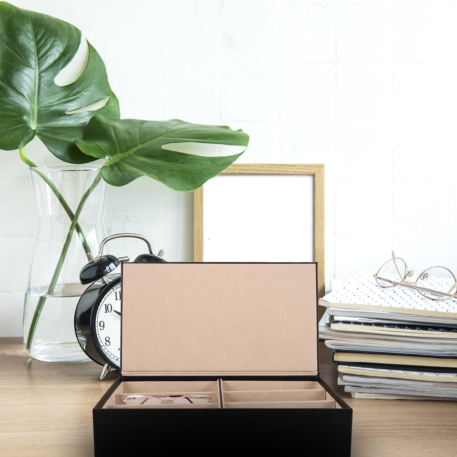 Veemoon Scatola Porta Occhiali da Sole 6 Scomparti, Organizer per Occhiali Resistente e Facile da Pulire, Custodia Elegante per Uso Domestico e Commerciale