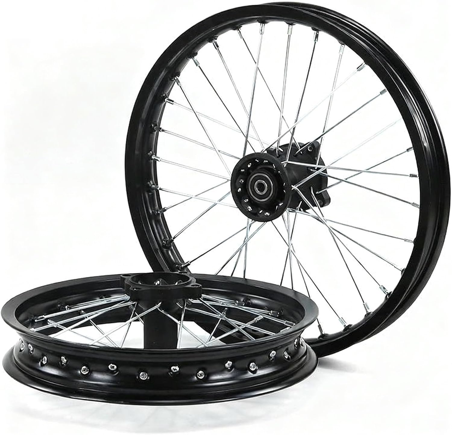 Off Road Motorcycle Wheels Set Aluminum Front 1.60-19 & Rear 1.85-16 Alloy Rims 12mm/15mm Axle Options for Dirt Bikes Forests Desert(12mm Rear)