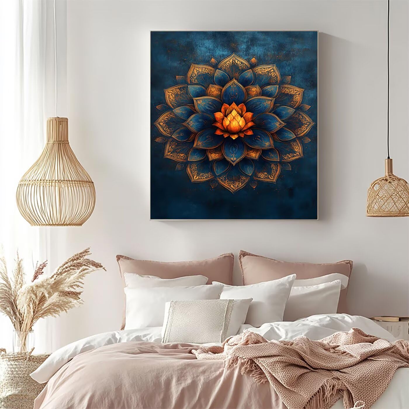 Malowanie po numerach dla dorosłych i dzieci, mandala, malowanie po numerach dla dorosłych farbą akrylową i pędzlami, kolorowe płótno do malowania, 102 x 137 cm, materiały plastyczne do dekoracji