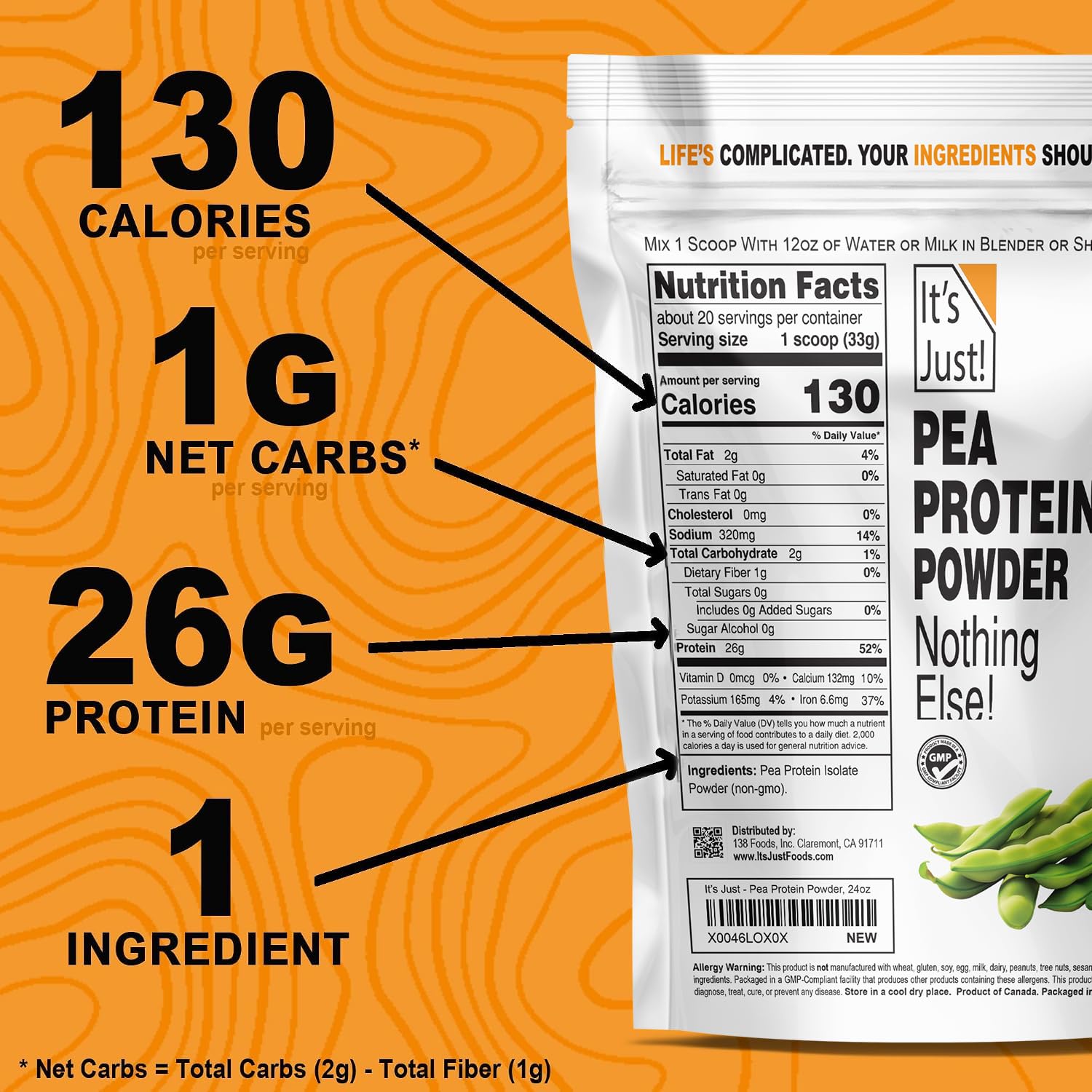 It's Just! - Pea Protein Isolate, 24oz, Unflavored — Amazon image 3