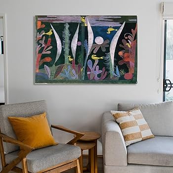 パウル・クレー、【黄色い鳥のいる風景】、希少な額装用画集より、状態