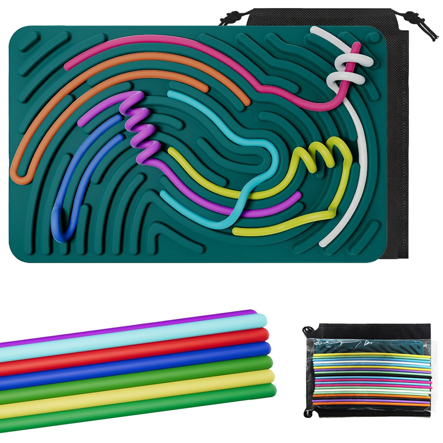 Sensory Activity Board for Adult Silicone Fidget Toys with 20 Strings