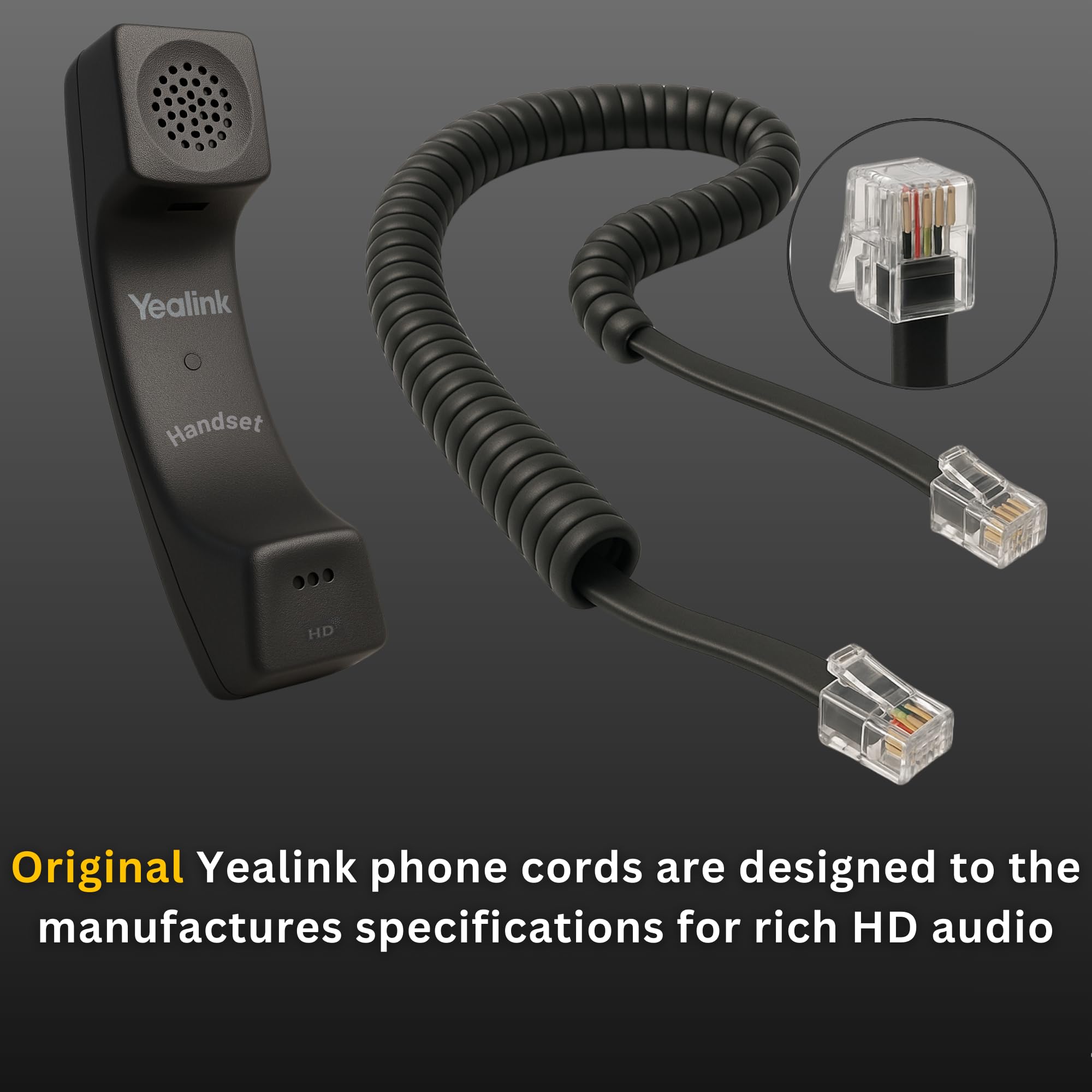 Yealink ricambio cavo a spirale per cellulari SIP, IP telefoni cellulari, scrivania e panno in microfibra # yea-spiral-cord-b Yealink Spiral Cord for SIP-T21P, Length: 2.5M