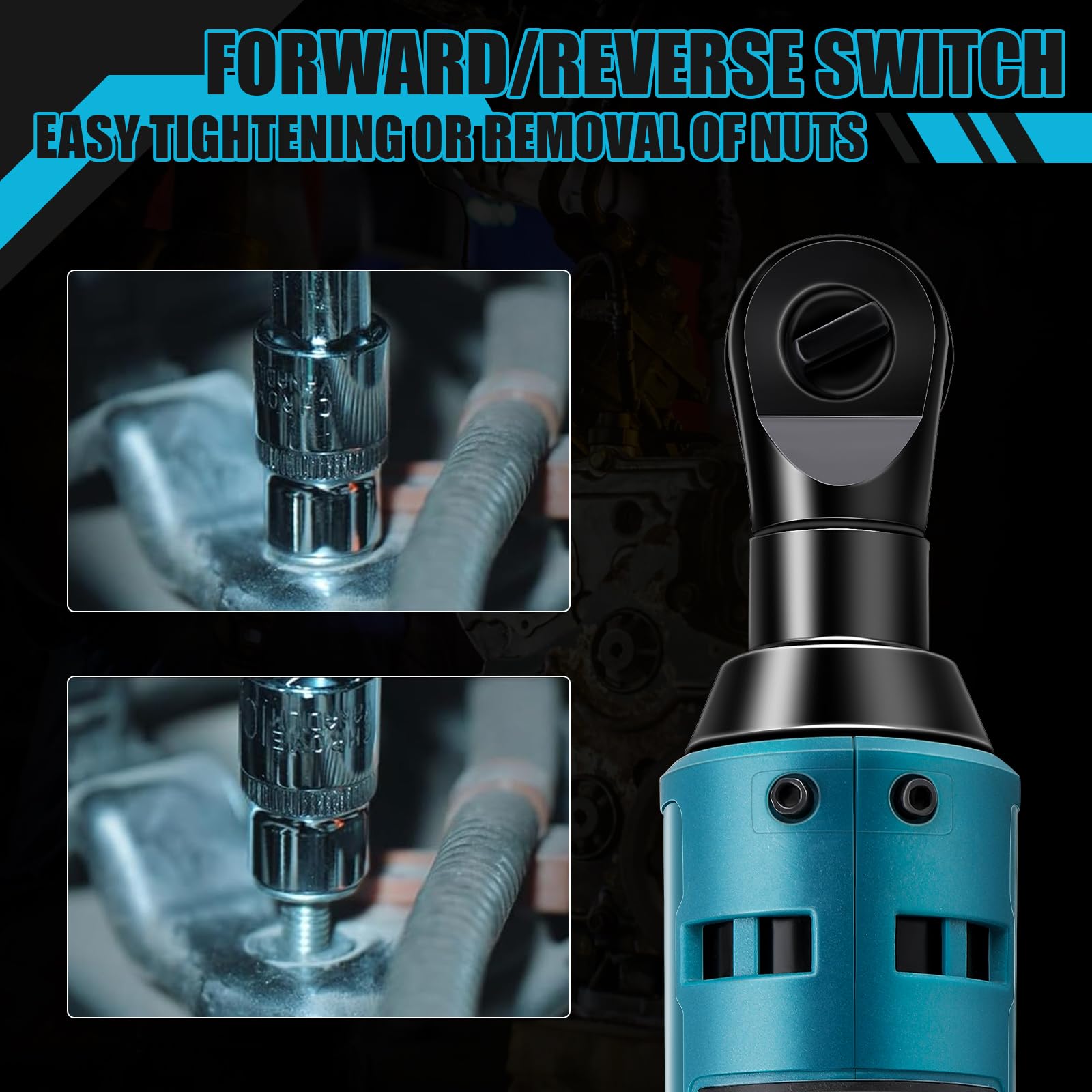 Llave De Trinquete Eléctrica 3/8" - Par 90Nm - 2 Baterías 16.8V - Motor Sin Escobillas - Ideal Para Mecánica