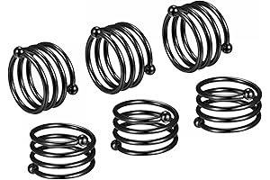 uxcell Black Metal Napkin Rings Set of 6