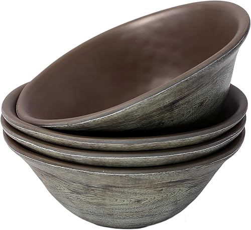 TP Juego de 4 cuencos de comida de 7 pulgadas, servicio para 4, cuencos grandes de melamina de 28 onzas para pasta, cuencos de servir duraderos,