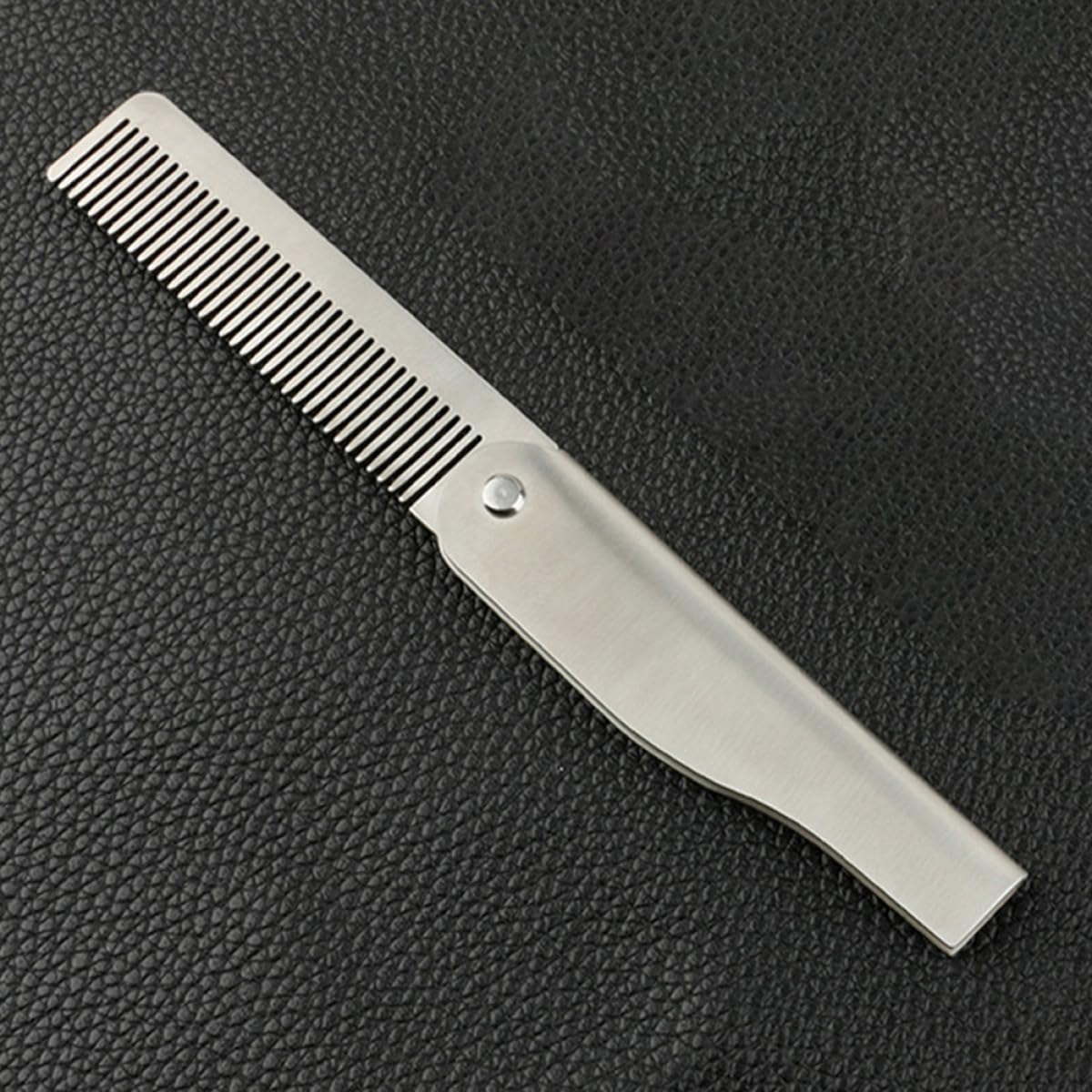 GANAZONO Stainless Steel Folding Pocket Comb for Men, Mini Metal Beard and Mustache Comb, Fine Tooth Wallet Travel Grooming Tool for Everyday Styling