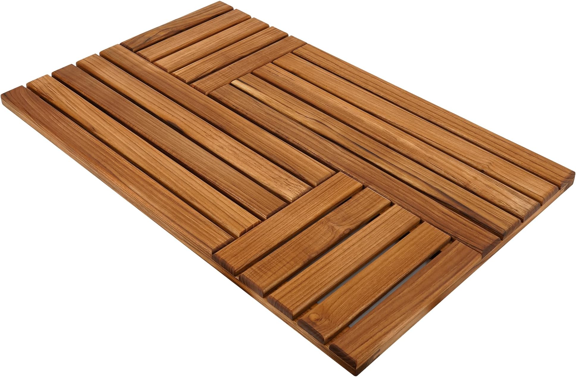 Utoplike Teak Wood Bath Mat, 32 x 20 inch Large Wooden Shower Mat for Bathroom, Non Slip Wood Floor Sturdy Mat for Inside Shower Luxury Spa Home or Outdoor