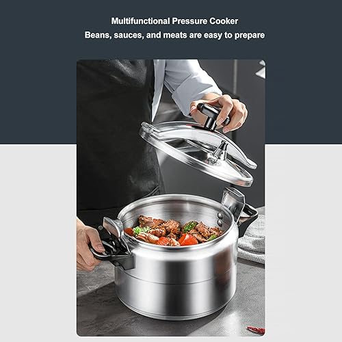 Miniatura 5 de Olla a presión de cuarto de galón, olla a presión de aluminio con manómetro y estante de cocina para uso familiar o comercial (9L)