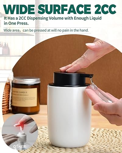 Miniatura 3 de BosilunLlife - Juego de dispensador de jabón blanco, dispensador de jabón de baño de cerámica, dispensador de jabón para platos de cocina y