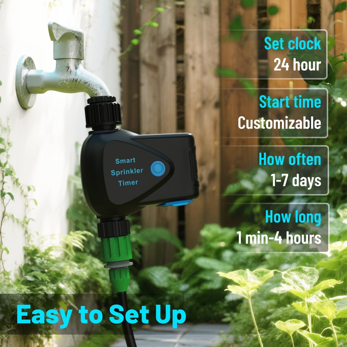 Water Timer for Garden Hose, 2.4GHz WiFi Smart Hose Sprinkler Timer with Tuya/Smart Life App, GreenVation Measure Gallon/Liter Consumption and Flow Rate, Water Flow Meter
