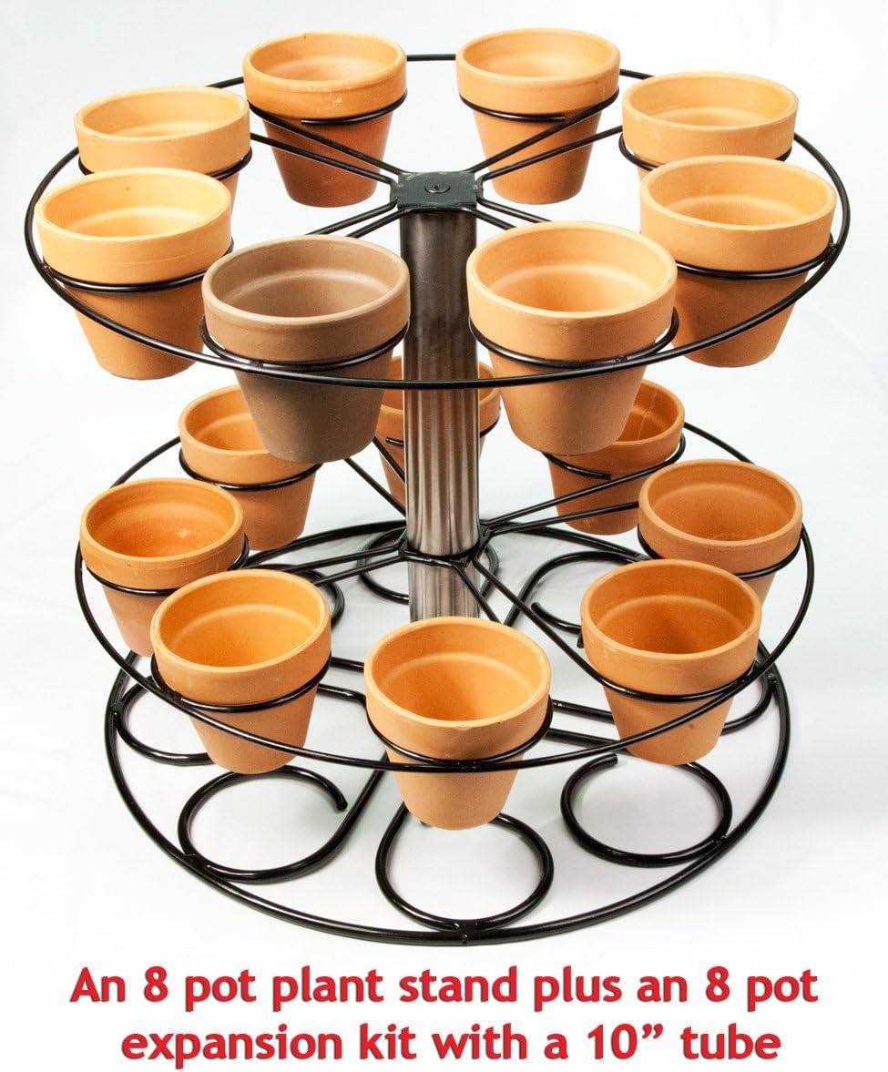 SSDI Brushed Stainless Steel Herb Garden / Plant Caddy ~ Holds five 6 inch pots ~ Carrying Handle and Drip Pan included