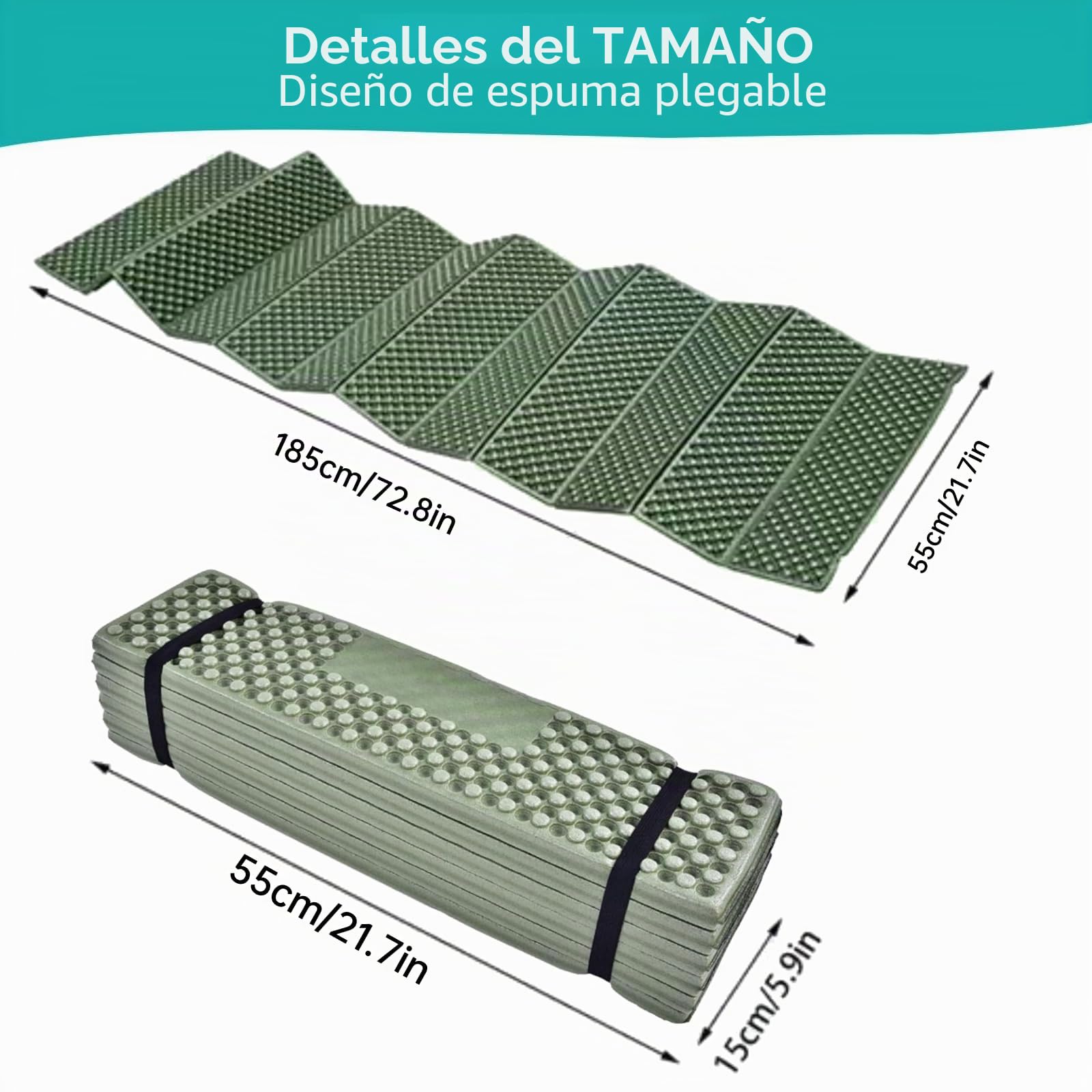 Colchoneta de Espuma Plegable, Colchoneta Plegable para Dormir para Acampar al Aire Libre Esterilla Impermeable Alfombrillas de Descanso, Alfombrillas para Acampar de Espuma para Exteriores(Verde)