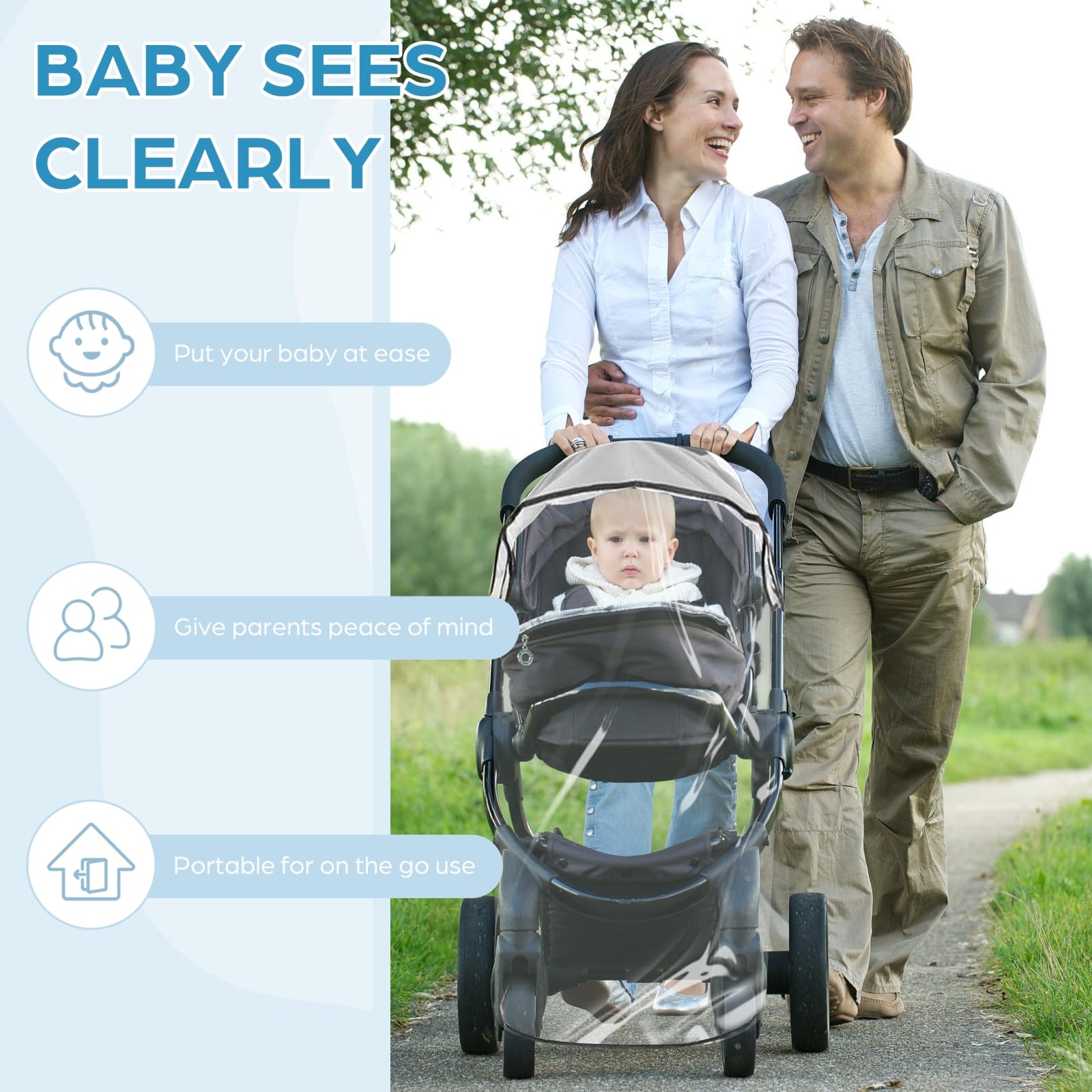 Yuaerbuo Universal Clear Stroller Rain Cover - Image 4