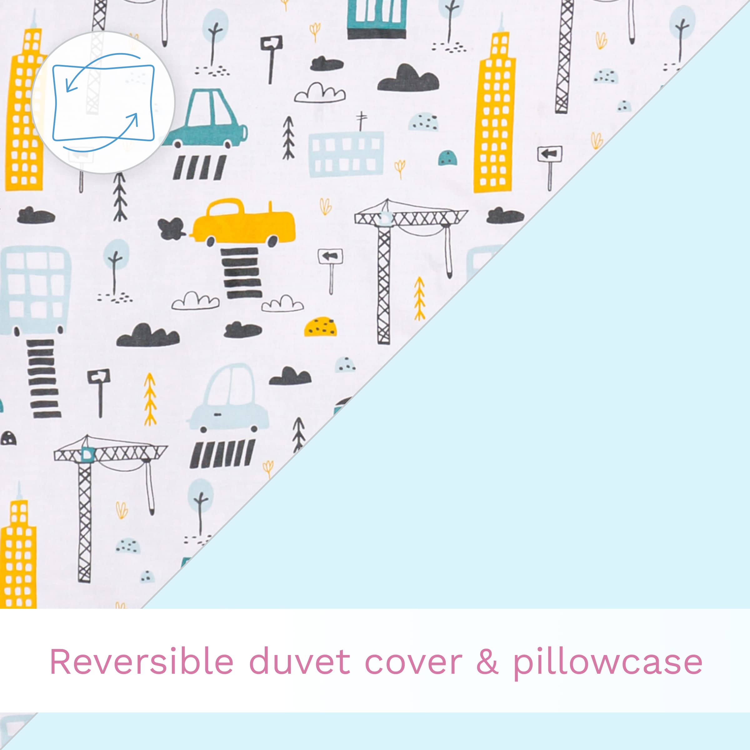 Baby Comfort Juego de Cama para Cuna 4 Piezas edredón y Funda nórdica 120x90 cm con Almohada y Funda de Almohada - diseño 1 (12 Meses+)