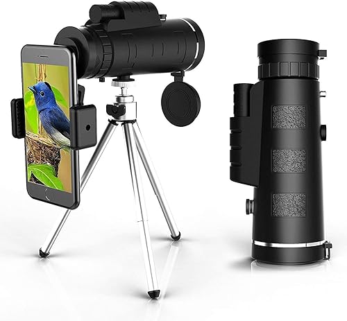 PETELLA Telescopio monocular HD de alta potencia de 40 x 60 pulgadas soporte para teléfono inteligente trípode HD monocular para observación de aves