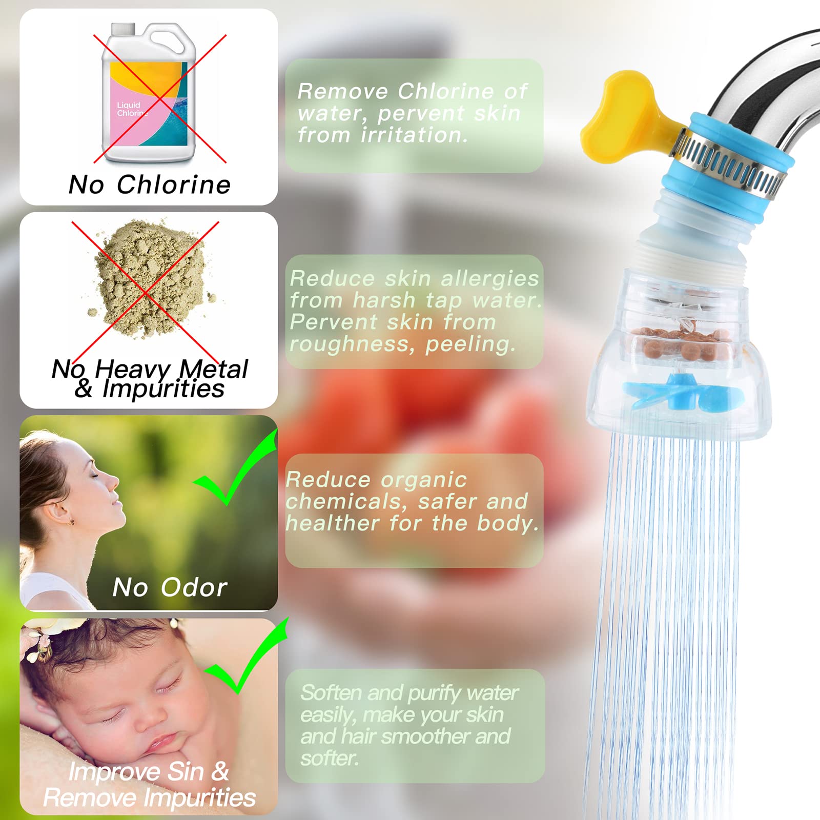 3 Pcs Portable Faucet Mount Filters Purified Water Filter Adjustable Tap Water Filter Faucet Removes Impurities Purified Hard — view 3