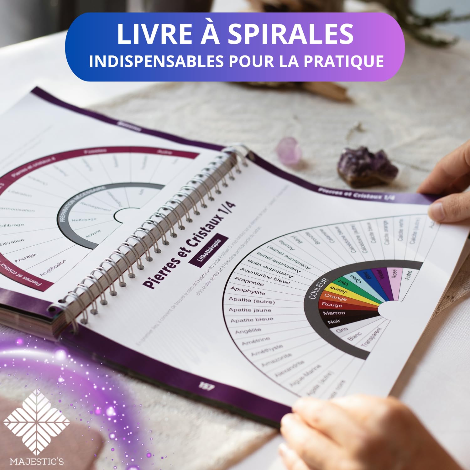 Tavole per Radiesthesie Plus di 200 tavole per pendolo divinatorio in francese (formato A4 a spirale) + Pendolo di radiestesia egiziana in ottone antico [Soddisfatto o rimborsati]