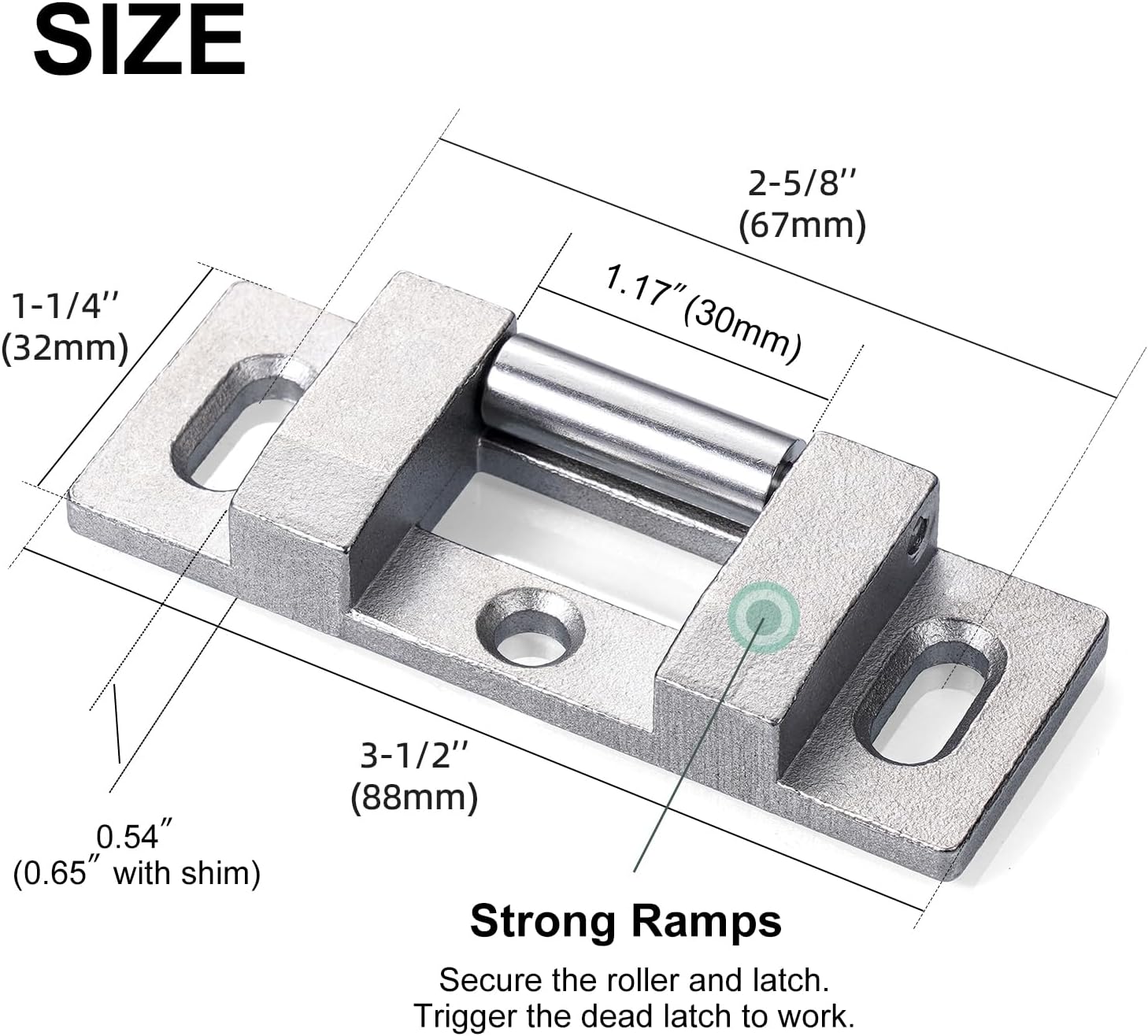 Fire Rated Rim Strike for Panic Exit Device, Surface Roller Strike Plate for Push/Cross Bar, Universal Striker for Storefront/Commercial/Household Emergency Exit Door