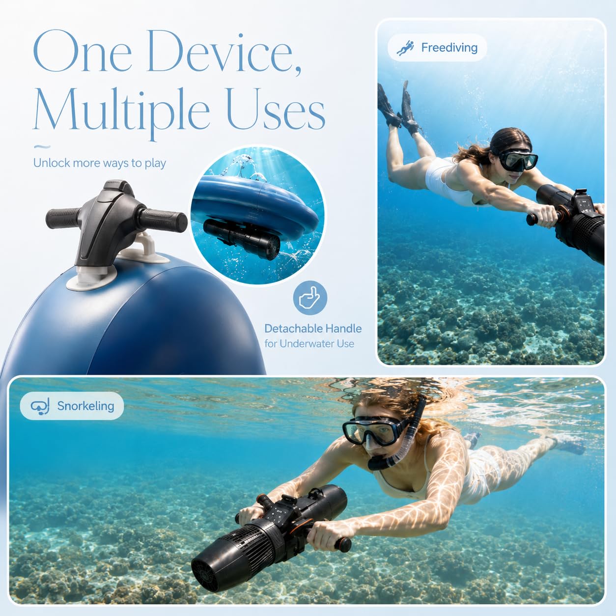 Gommone Gonfiabile con Motore 2 in 1, Scooter subacqueo Elettrico,700 W