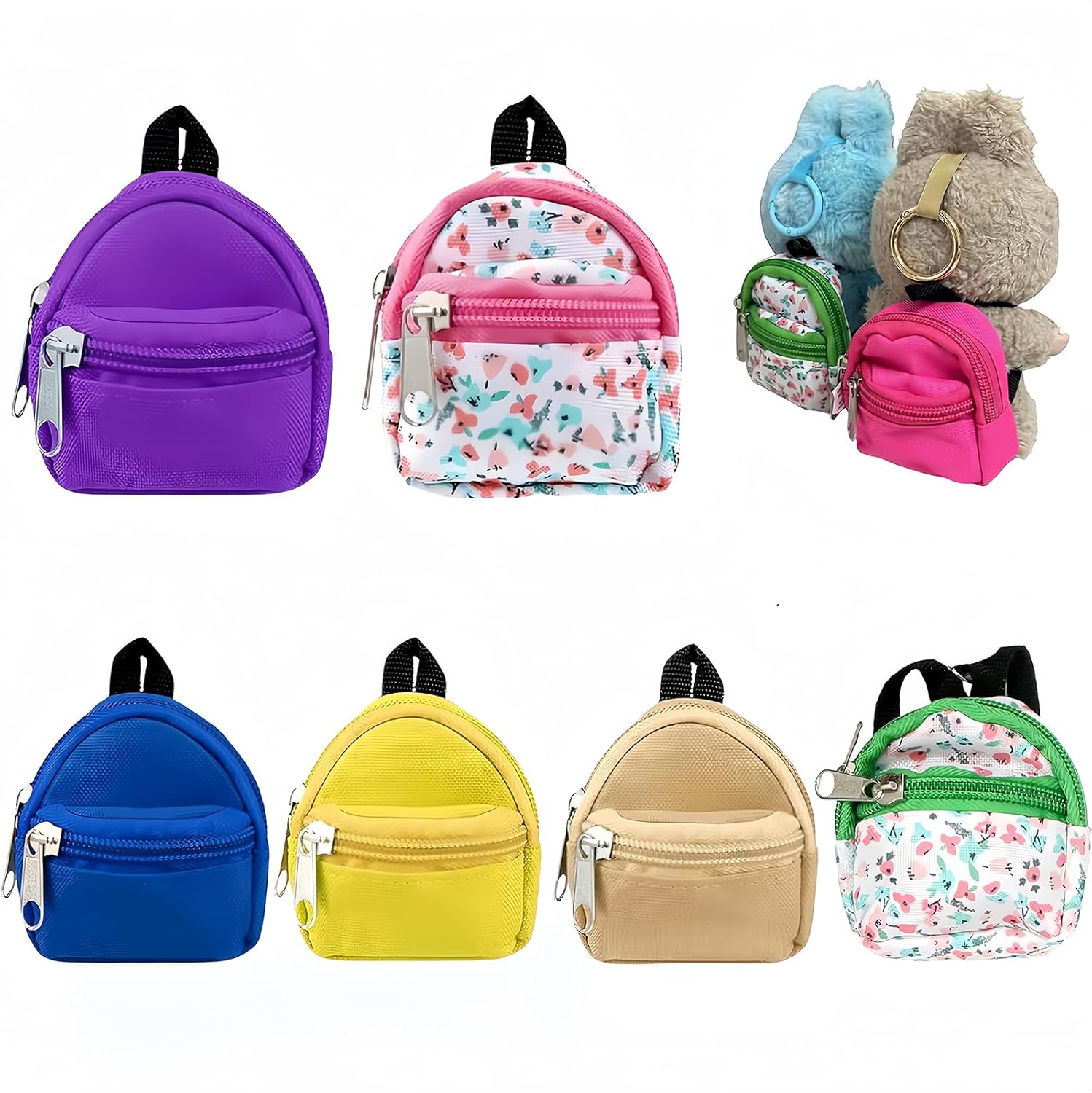 6PCS Mini Doll Backpack for 15cm/17cm Vinyl Dolls - Blind Box Accessories, Multi-Color, Holds Small Items