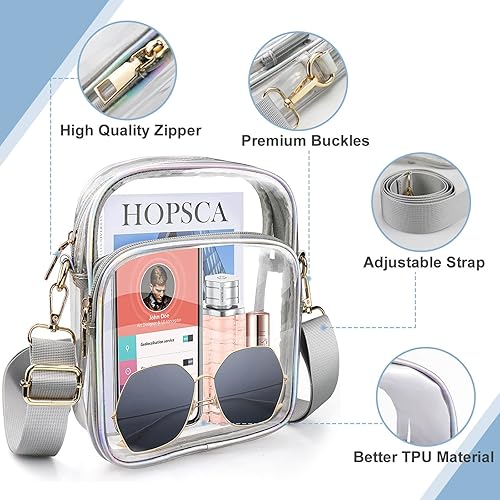 Miniatura 5 de COROMAY Clear Purse TPU Clear Bag Stadium Approved Clear Crossbody Bag