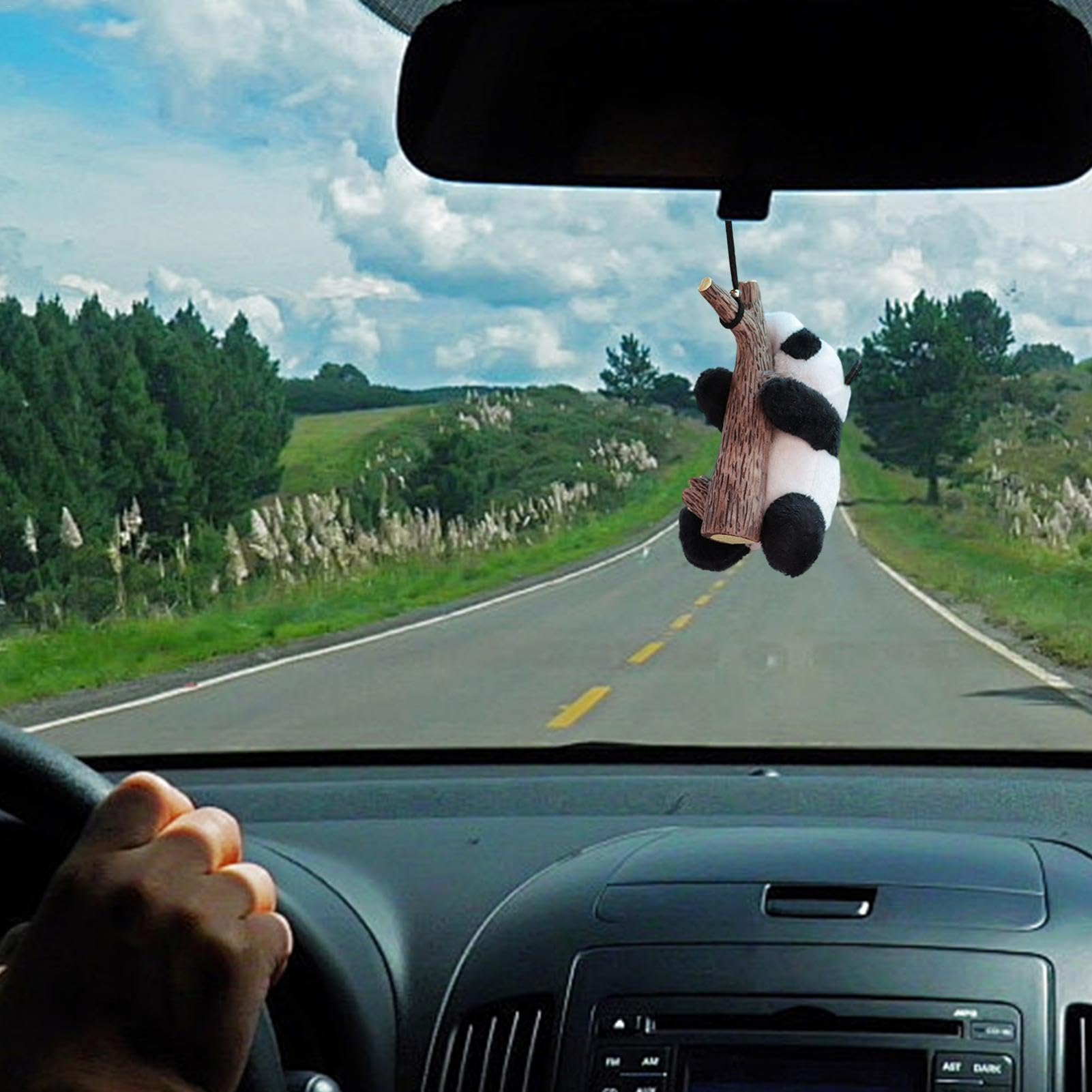 Ciondolo per Specchietto Retrovisore a Forma di Panda, Decorazione per Auto, Accessori per Interni, Ciondolo per Chiavi e Cellulare