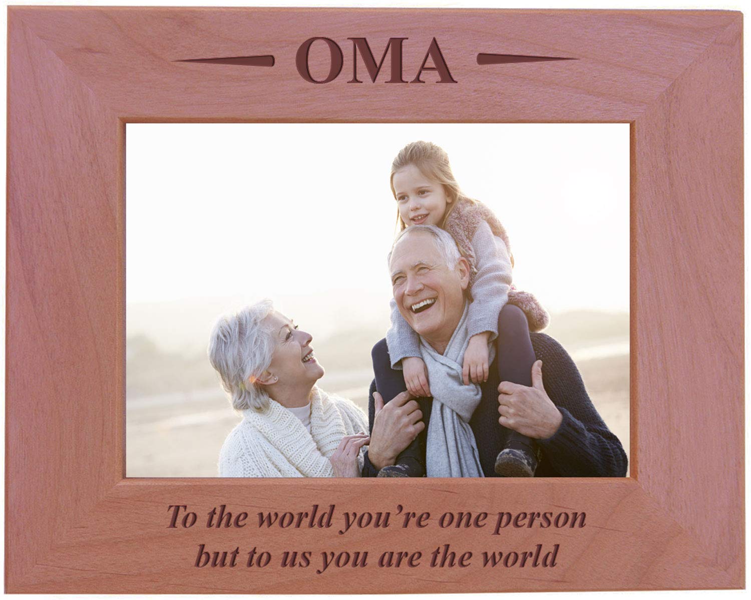 CustomGiftsNowOma - to The World You're one Person but to us You are The World - Engraved Wood Picture Frame (5x7 Horizontal)