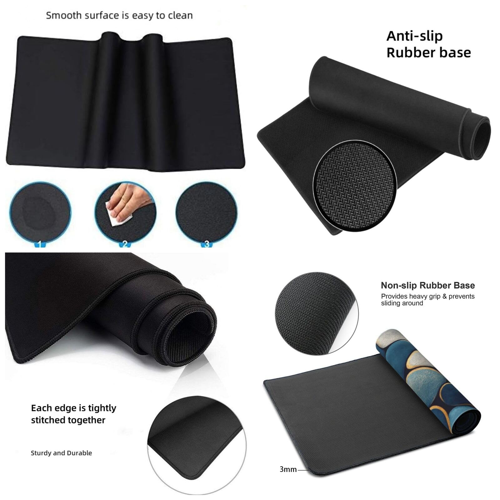 Tapis de Souris XXL 90 x 40 cm, Bleu & Pierre Tapis de Bureau G750