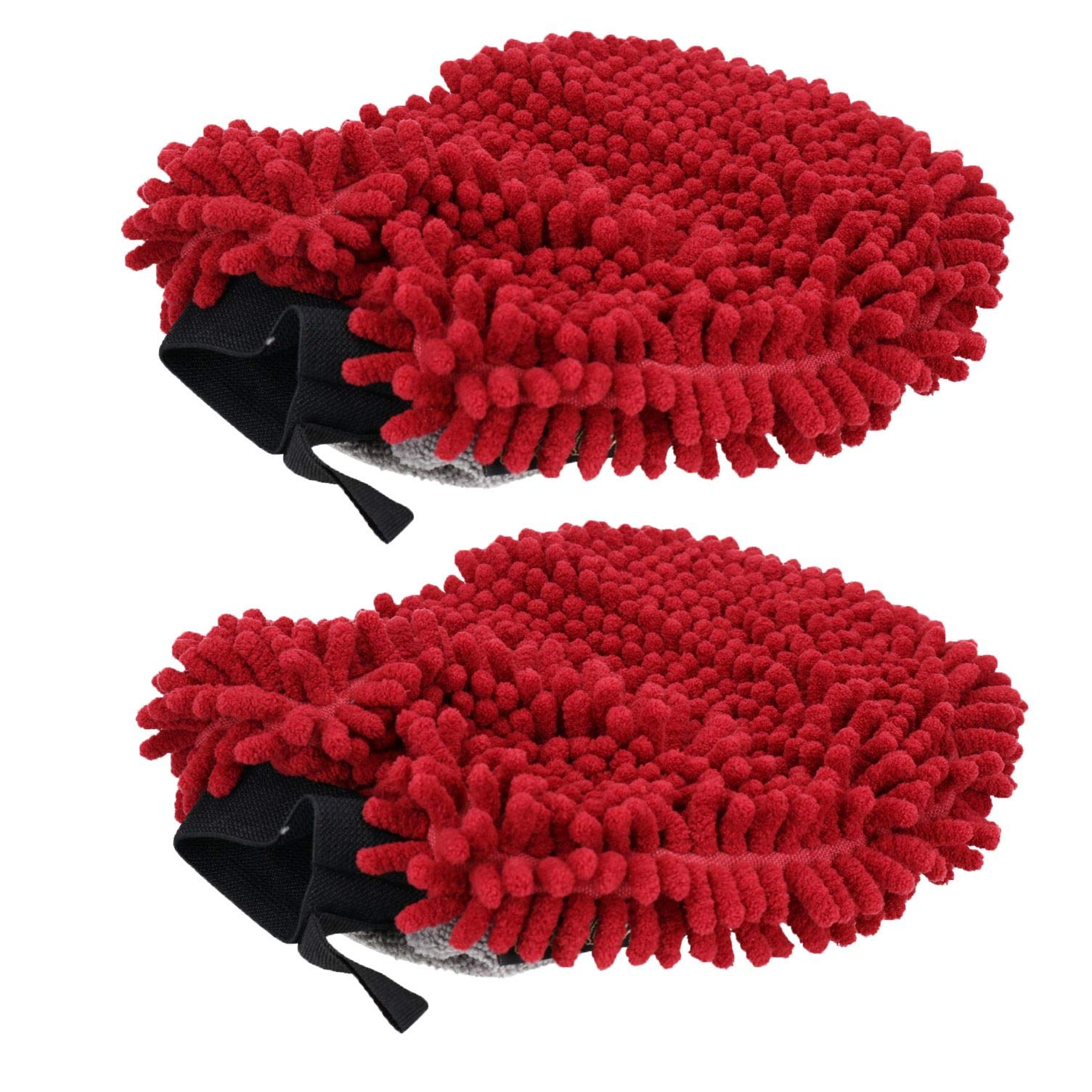 AB Tools 2PK Red 2 in 1 Noodle Drying Grooming Mitt One Size Fits All Muddy Wet Dog