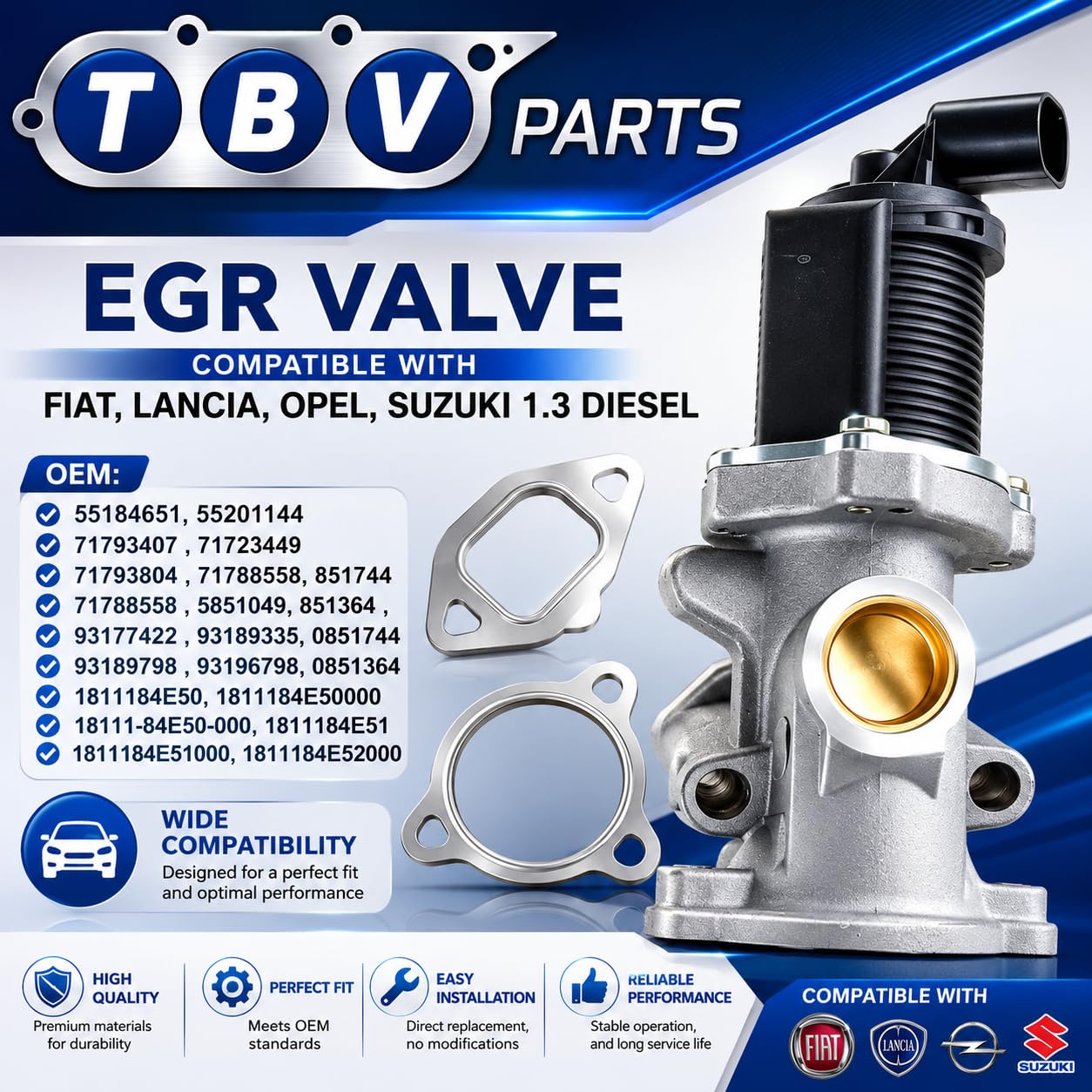 Válvula EGR 1.3 JTD/D 55184651 55201144 71793407 71723449 71793804 71788558 71788560 93177422 93189335 Válvula de recirculación de gases de escape para Corsa Combo Meriva Tigra Agila 1.3 CDTI