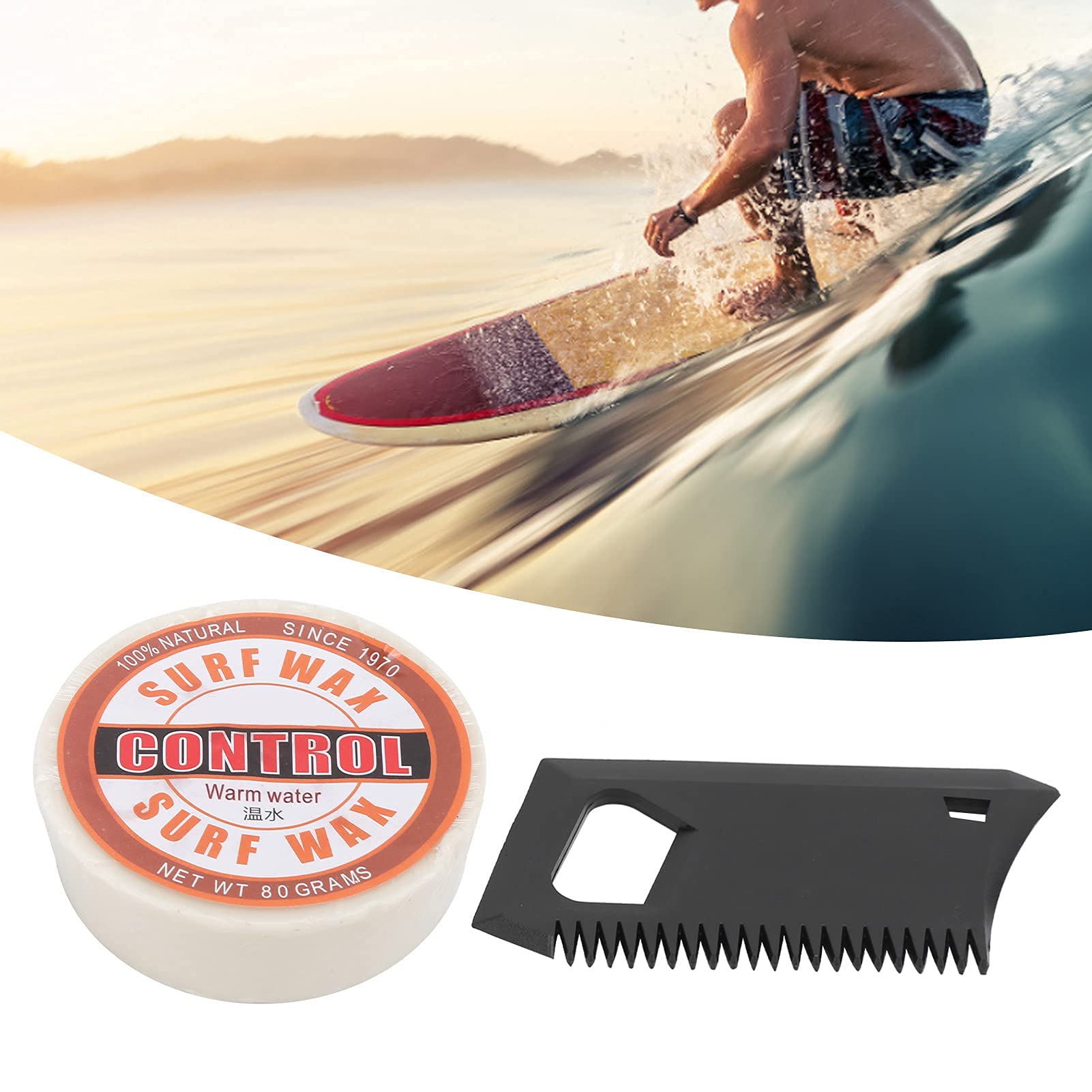 VGEBY Surf Wax Portable Antideslizante Parafina Surf Skateborad Wax Tabla de Surf Accesorio con Peine de Cera
