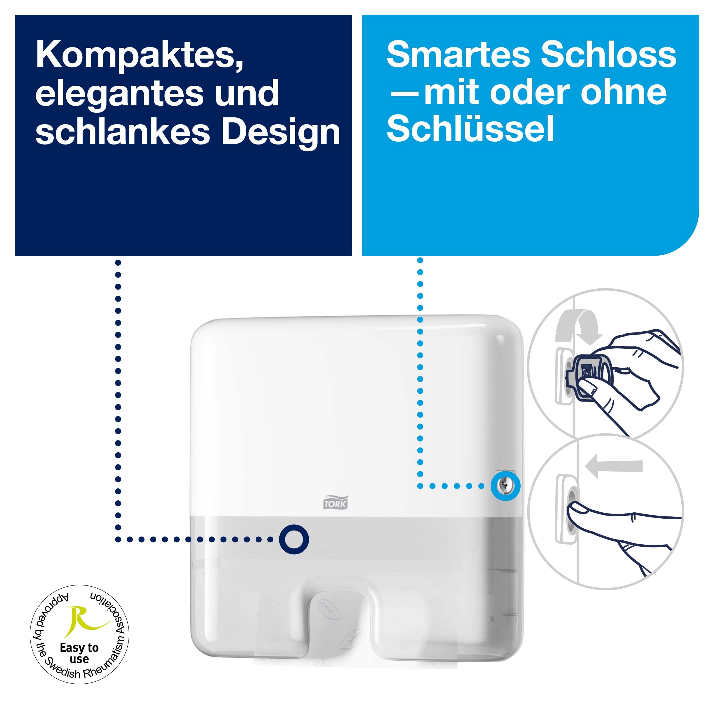 Tork Xpress Mini Spender für Multifold-Handtücher Weiß H2, Einzeltuchentnahme, Elevation Design, 552100