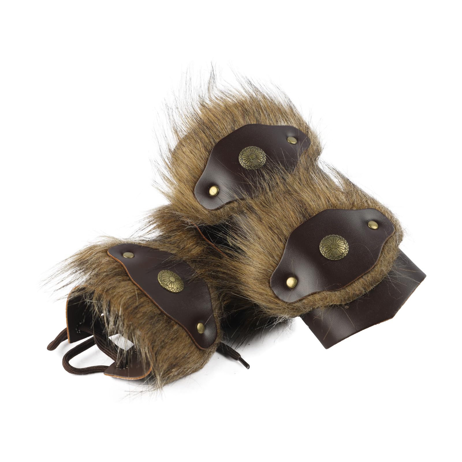 1 Pair PU Leather Bracers Medieval Arm Guards Adjustable Lace Up Viking Gauntlet Wristbands for Men Women Fancy Dress Halloween Party Cosplay Costume Accessories