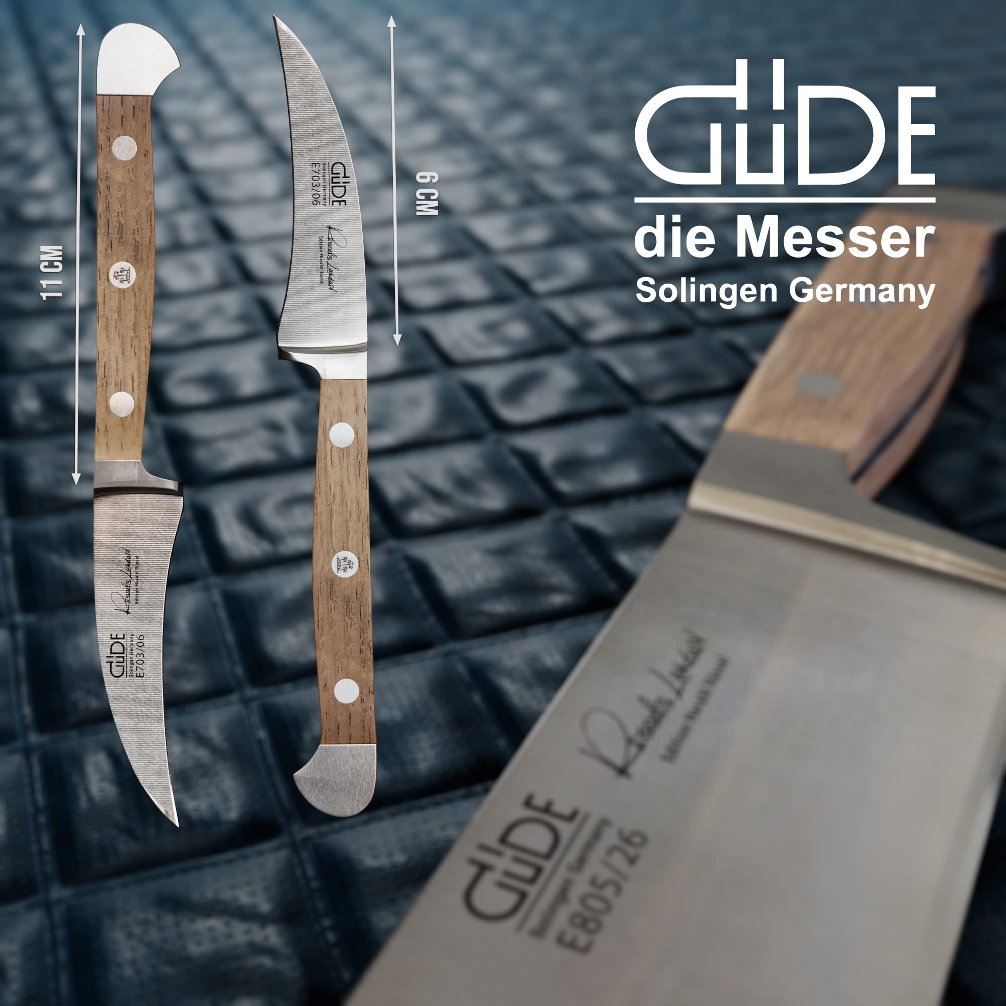 GÜDE Solingen - Nóż uniwersalny / nóż do parowania, kuty, 6 cm, drewno dębowe, ALPHA-FASSEICHE - podwójny trzpień, Ręcznie robiony w Niemczech