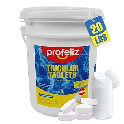 PROFELIZ Chlorine Tablets 3 Inch for Swimming Pools, Kills Bacteria and Stops Algae, Slow Dissolving,Exclusive Protective Packaging,Pool Chlorine Tablets,20lbs