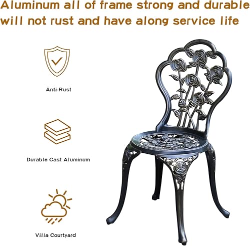 Miniatura 3 de JARDIN DE CENTENNIAL Juego de mesa de bistró de patio de aluminio fundido resistente al óxido con agujero para sombrilla para patio trasero (cobre