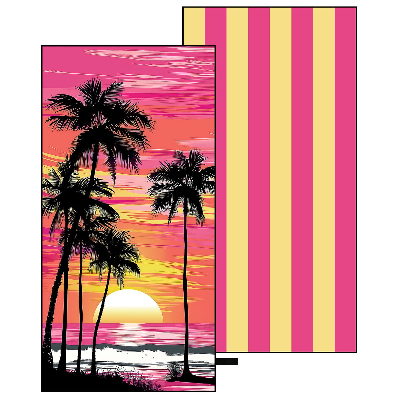 MelonBoat Übergroßes Pool-Strandtuch, rosa Sonnenuntergang, Strand, doppelseitiges Handtuch, weiche Baumwolle, Badetuch für Erwachsene, Herren, Damen, Sommer, See, Strand, Pool, Liege, Flöße