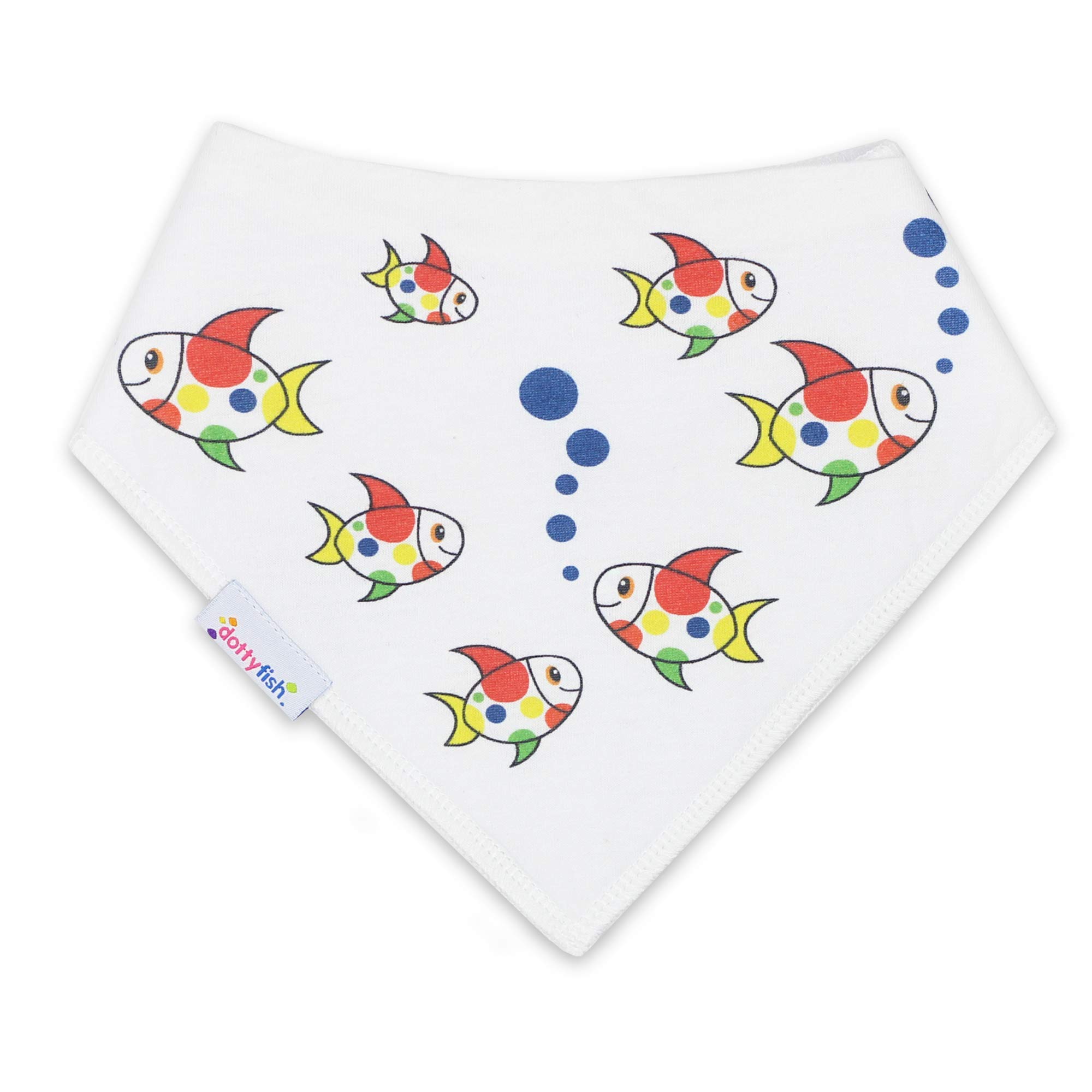 Dotty Fish Baby Bandana Bibs – Organic Cotton Dribble & Teething Bibs with Super Absorbent Fleece Backing, Adjustable Popper Closure, for Newborns & Toddlers – Dotty Fish