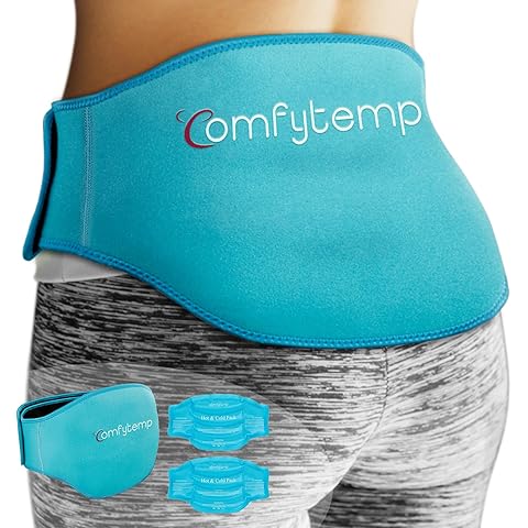 Comfytemp Ice Pack for Back Pain Relief, 2 Packs, FSA Eligible HSA, Reusable Gel Lower Back Wrap Ice Brace for Sciatica Injury, Hot Cold Compress for Lower Lumbar, Waist, Men Women After Surgery Gift