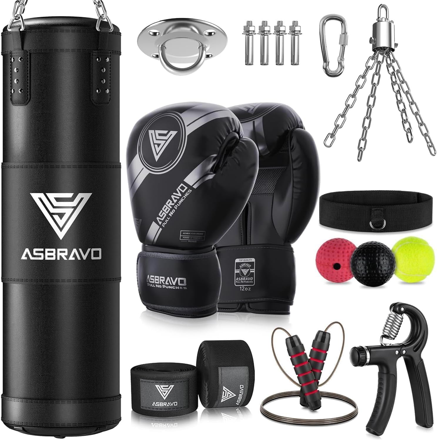 Kit de saco de pancada pendurado 120 cm ASBRAVO