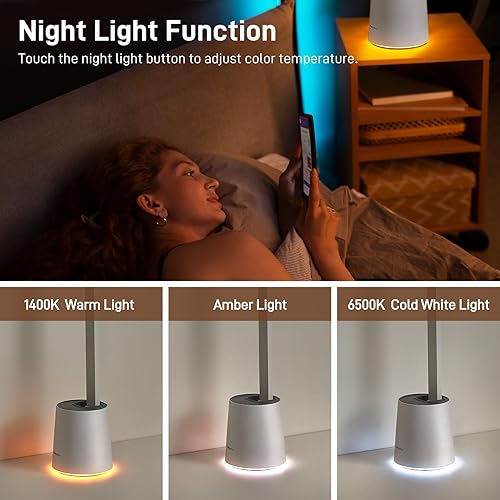 Miniatura 5 de Pak - Lámpara LED de escritorio, luz de escritorio regulable para el cuidado de los ojos con 5 modos de color y niveles de brillo, lámpara de mesa