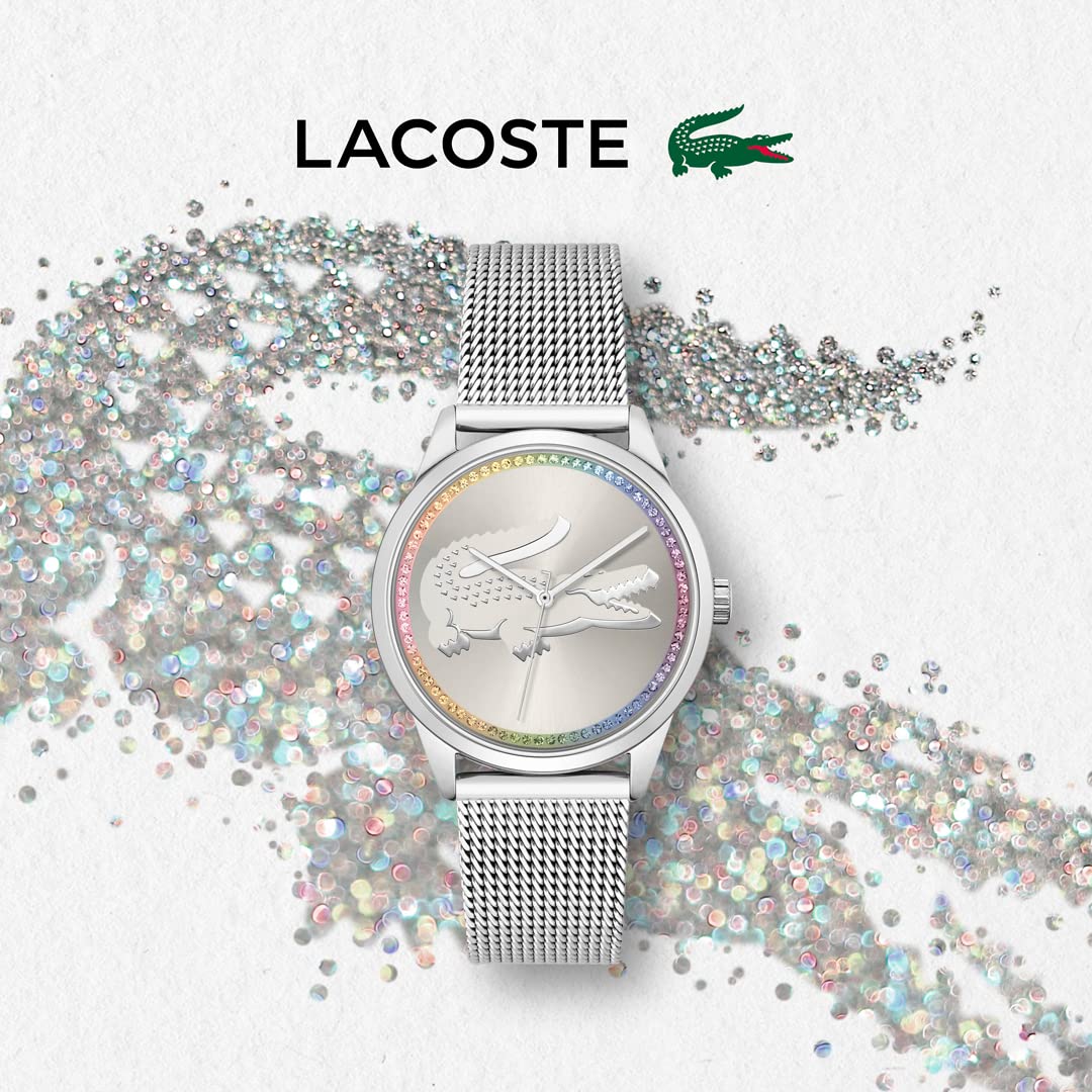 Lacoste Reloj Analógico de Cuarzo para Mujer Colección LADYCROC con Correa de Malla de Acero Inoxidable Plateada - 2001259