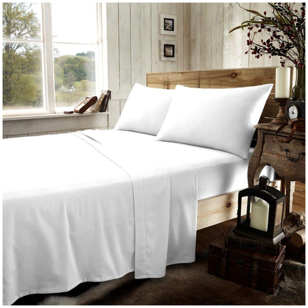 Gaveno Cavailia Luxury Flannel Plain Fitted Sheet, 100% Brushed Cotton Easy Care Accessory, Premium Soft & Cosy Bed Linen