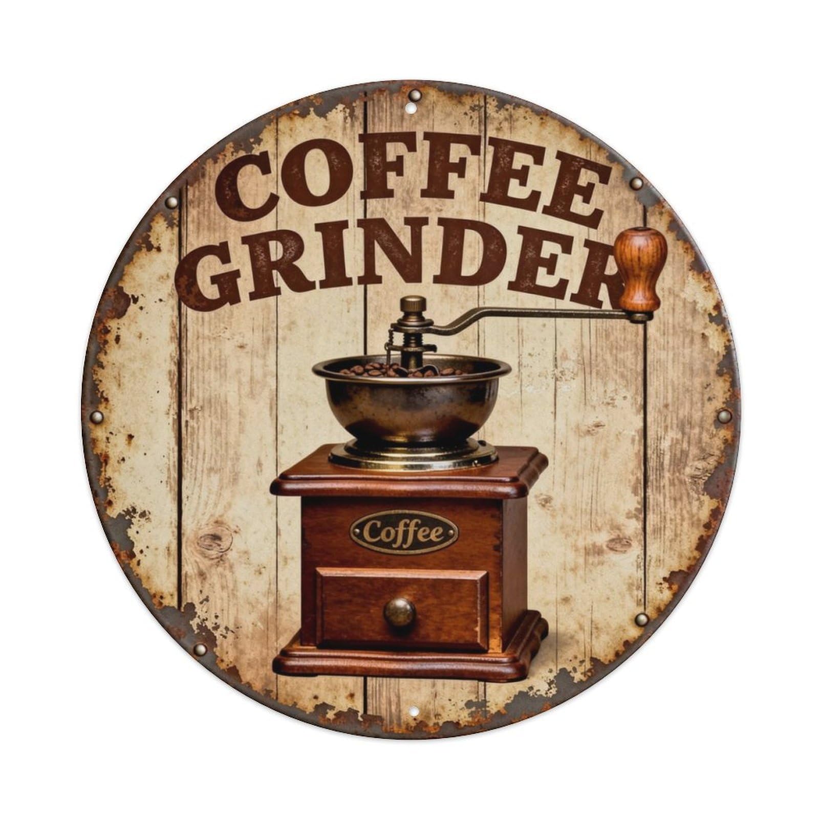 Coffee Grinder Metal Tin Sign Plaque