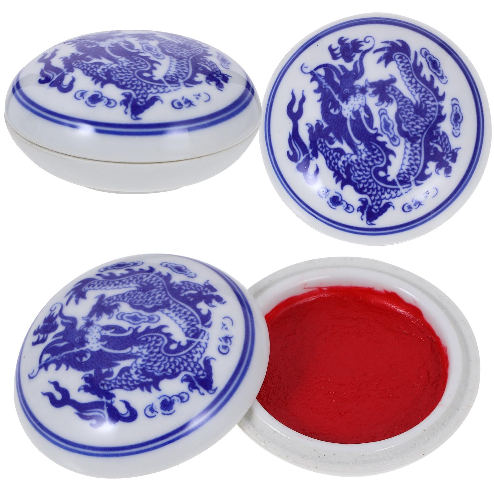 COHEALI Seal Calligraphy - Tampone di inchiostro rosso brillante per pittura cinese, adatto per arte tradizionale e collezionisti di sigilli, 3 pezzi