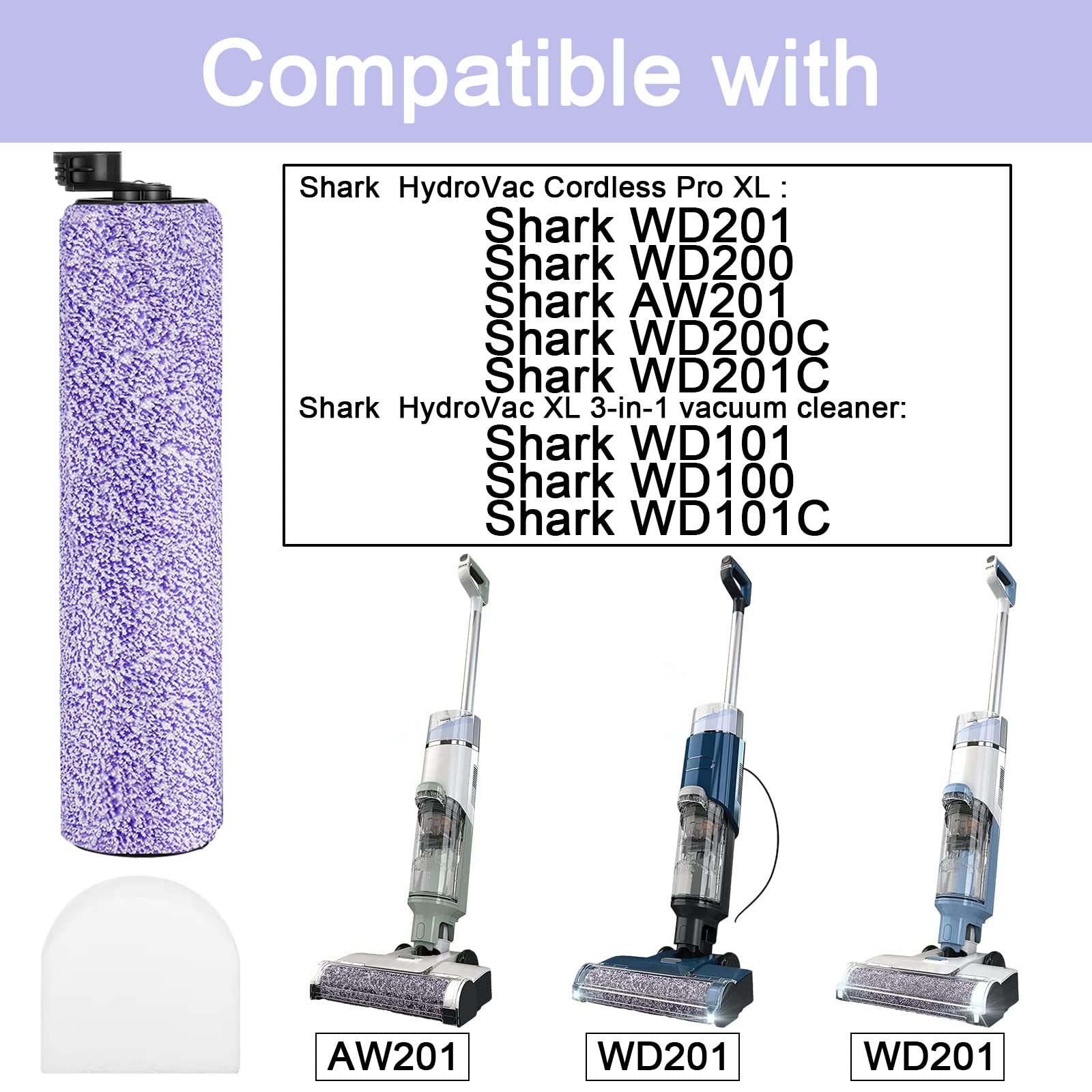 Hydrovac Wymienna rolka szczotkowa i filtr do odkurzacza Shark WD101 WD201 WD100 WD200 AW201 WD200C WD201C WD101C HydroVac XL 3 w 1 odkurzacz, porównaj części WDB1, WDB2, WDFF1, WDFF2, WDB1F2