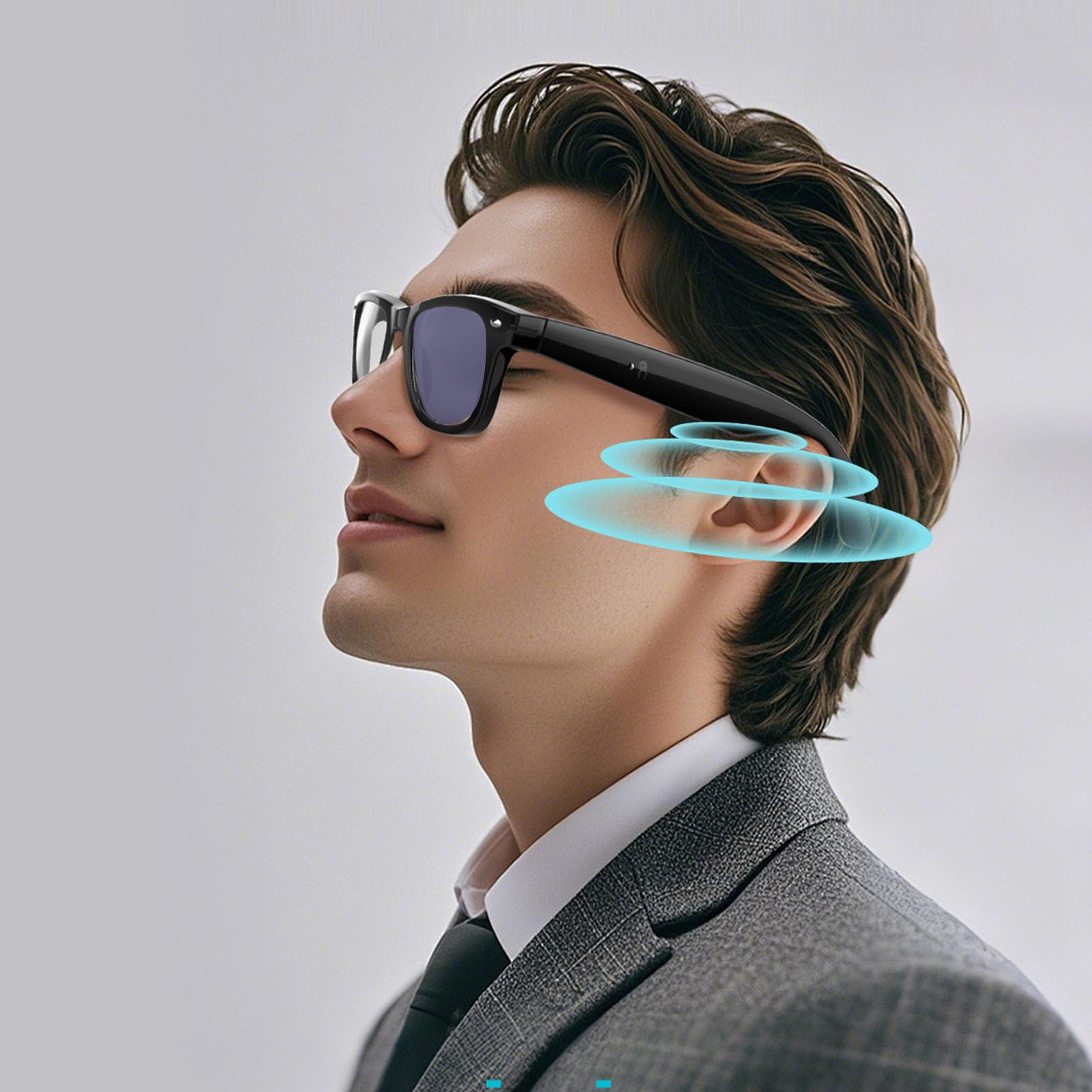Jectse Lunettes Intelligentes AI, Traduction en Temps Réel Bluetooth 5.3 avec Prise en Charge ChatGPT 4.0, pour Les Appels Musicaux et Les Voyages Internationaux