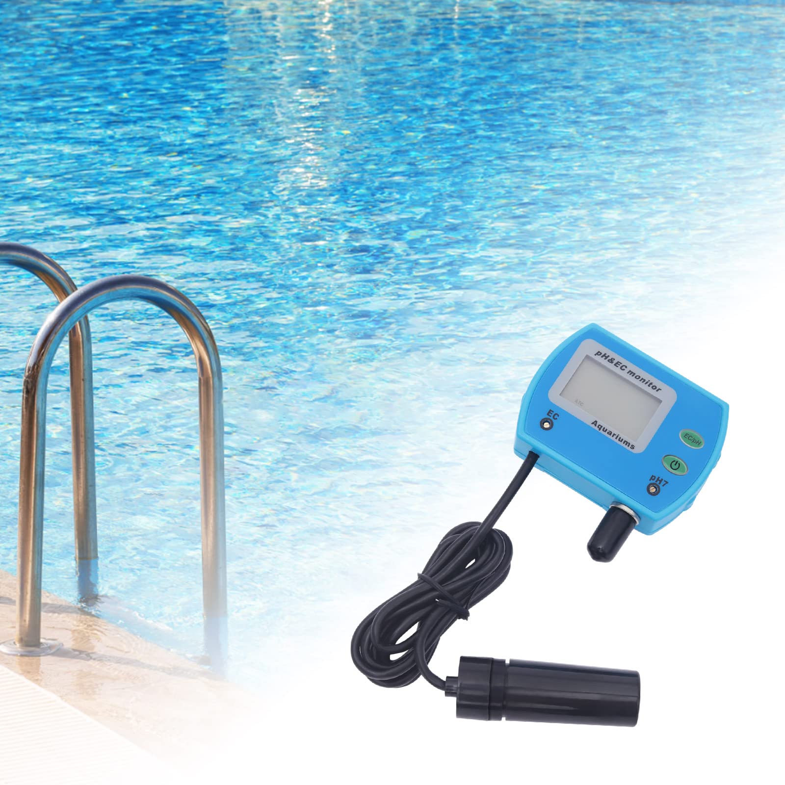 Tester d'acqua 2 in 1, tester digitale di qualità dell'acqua e campo di misurazione EC 0,00 – 14,00 pH EC ammonta a 0,00 – 19,99 ms/cm per piante, acquari potabili, ecc