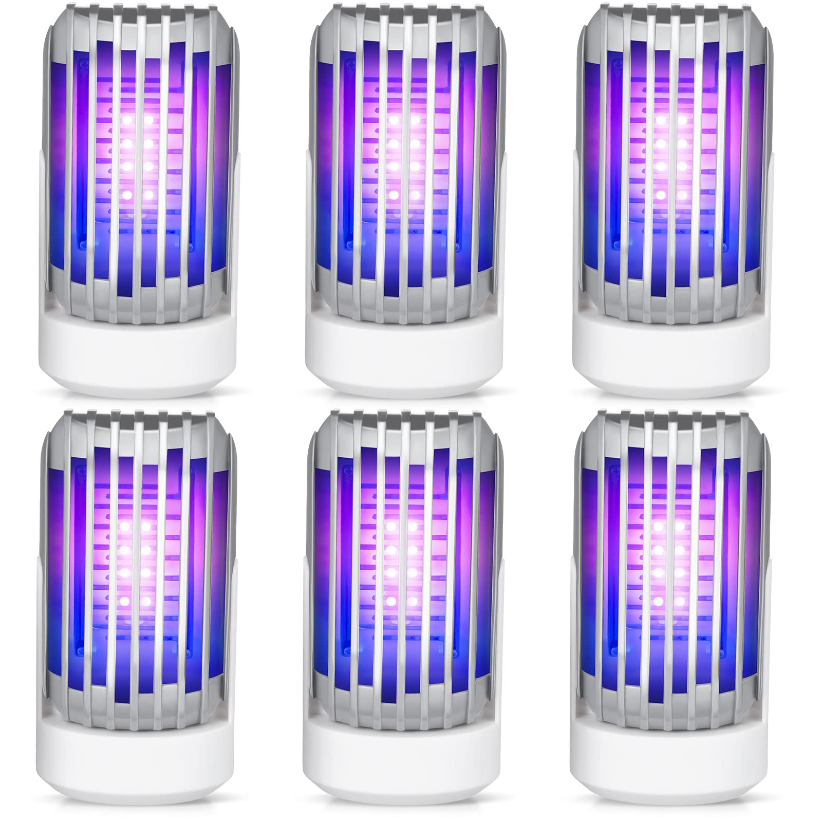 Qualirey6 Pack Mosquito Zapper Indoor Bug Zapper Electronic Mosquito Insect Fly Traps for Indoors Fruit Fly Killer Mosquito Zapper with Purple LED Light for Outdoor Living Room Home Patio Kitchen